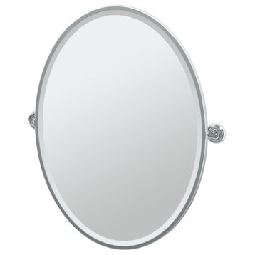 Designer II 33" Framed Oval Mirror, Chrome