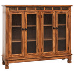 Sunny Designs - Santa Fe 4-Door Bookcase With Slate, Rustic Oak - Serve up instant character in your dining room, hallway or office with the Sedona Glass Door Sideboard. Four doors open to reveal ample display space for serveware, collectibles and other decorative pieces. Crafted from wood with glass door fronts and natural slate details, this sturdy piece blends seamlessly with rustic or craftsman-inspired decor. Traditional country style finds new life in this modern heirloom piece from the Sunny Designs, Inc. collection.