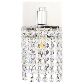 Chrome Finish And Clear Crystals 1-Light Wall Sconce