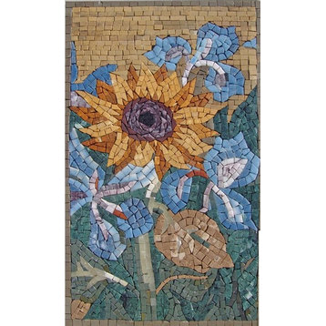 Contemporary Sunfloral Art Mosaic, 15"x26"