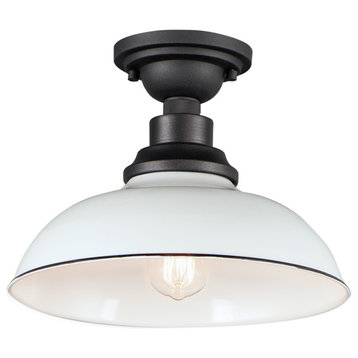 Maxim Lighting Granville 1-Light Flush Mount, White/Black, 35110WTBK