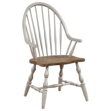 Sunset Trading Country Grove 18" Wood Windsor Dining Chair with Arms in Gray