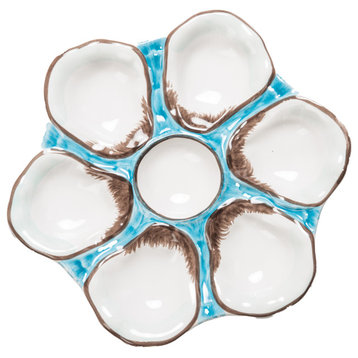 Oyster Plate, Turquoise, Set of 2