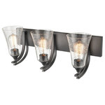 Millennium Lighting - Millennium Natalie 3-Light Bathroom Vanity Light in Matte Black - This 3-light bathroom vanity light from Millennium Lighting is a part of the Natalie collection and comes in a matte black finish. It measures 24" wide x 10" high. This light uses three standard bulbs up to 100 watts each. This light includes a 1 year limited manufacture's warranty.Damp rated: Light can be used in humid environments like bathrooms or covered outdoor areas.  This light requires 3 , 300W Watt Bulbs (Not Included) UL Certified.