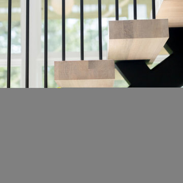 Modern Floating Stair with Pencil Rail, East Hampton, NY