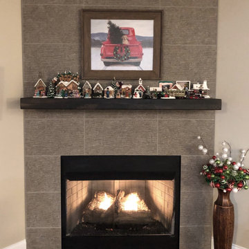 During and After Fireplace Remodel - Tile & Installation by Exact Tile Inc