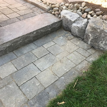 Front yard transformation with new sitting area and grand entrance