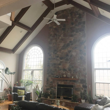 Living room decor follow stained glass window
