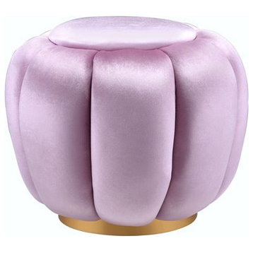 ACME Heiress Heiress Velvet Upholstered Ottoman in Bubblegum Pink
