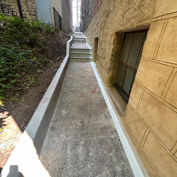 Curb/Exterior Wall Stucco/ParaPro Flashing/Garage slab replacement/Drainage