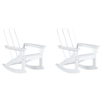 Parkdale Outdoor HDPE Plastic Adirondack Rocking Chair White (Set of 2)