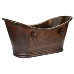 Premier Copper Products - 72" Hammered Copper Double Slipper Bathtub With Rings - Our 72 in. Hammered Copper Double Slipper Tub With Rings is a perfect fit for any traditional or modern bathroom setting. 100% hand crafted  endlessly recyclable and completely unique. Copper is an excellent heat conductor and will help keep your bath warm and relaxing for an extended period of time so you have more time to soak your cares away. This is our largest Double Slipper Tub made specifically for the ultimate soaking experience.