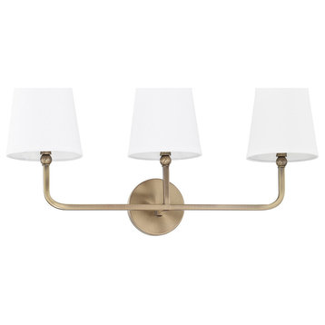 Dawson 3-Light Vanity, Aged Brass