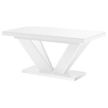AVIV High Gloss Extendable Dining Table, White