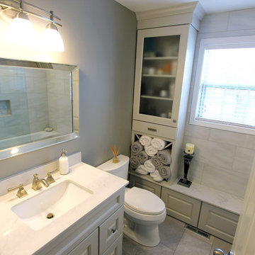 Grey Tiled Bathroom and Shower ~ Streetsboro, OH