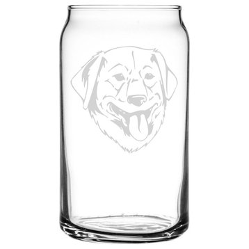 Golden Retriever Dog Themed Etched All Purpose 16oz. Libbey Can Glass