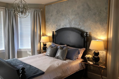 Example of a transitional bedroom design in Portland