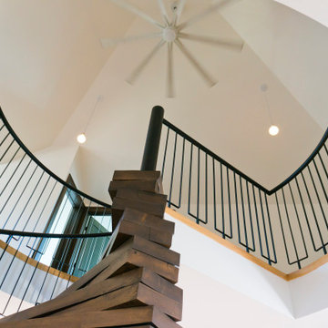Oak and Steel Spiral Staircase