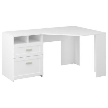 Wheaton Reversible Corner Desk with Storage in Pure White - Engineered Wood
