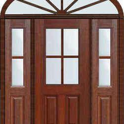 Prehung Sidelites-Transom Door 80 Fiberglass 1/2 Lite 4 Lite - Front Doors