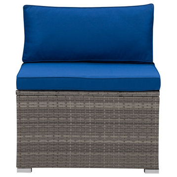 Parksville Patio Sectional Middle Chair, Blended Gray/Oxford Blue