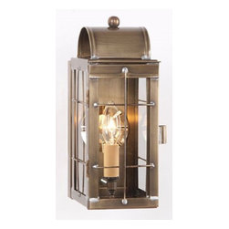 Saving Shepherd - Handcrafted Outdoor Colonial Lantern, Weathered Brass - Outdoor Wall Lights And Sconces