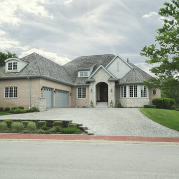 Handsome Transitional with Stone Entry and Shake Roof