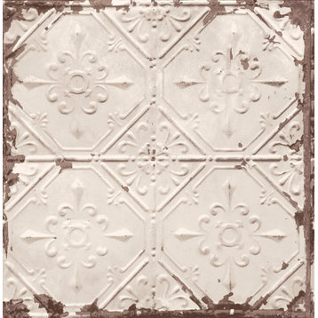 Tin Ceiling Beige Distressed Tiles Wallpaper, Bolt