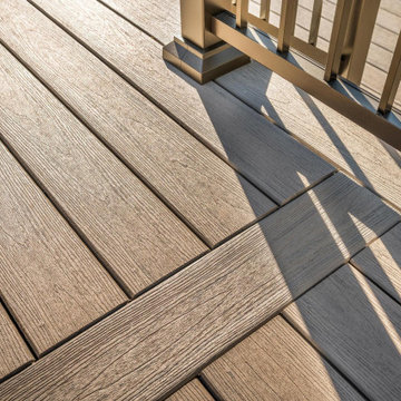 AZEK Reserve Collection Driftwood Decking & Express Universal Rail Bronze