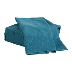 Dreamtex Home - Natalia Cavaleletto Swirl Sheet Set, Dark Teal, King - Sheet And Pillowcase Sets