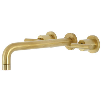 Kingston Brass KS8027CML Manhattan 2-Handle Wall Mount Tub Faucet, Brushed Brass