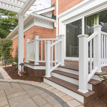 Unilock Beacon Hill patio, Pergola, AZEK Deck and LED Lighting