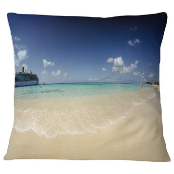 Crystal Waters of Grand Cayman Seashore Photo Throw Pillow, 16"x16"