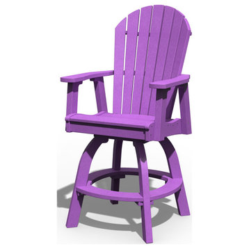 Poly Lumber Adirondack Swivel Chair, Purple, Bar Height
