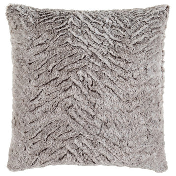 Felina by Surya Down Fill Pillow, Medium Gray/White, 18' x 18'