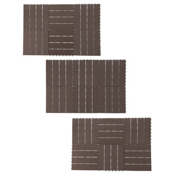 Set of 6 Wood/Plastic Composite Interlocking Deck Tiles, 5 Pack