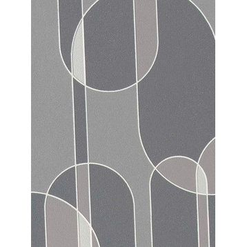Funky Transparent Oval Wallpaper, Gray, Double Roll