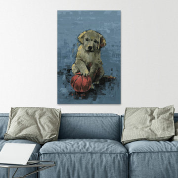 "Dribbling Dog" Painting Print on Wrapped Canvas