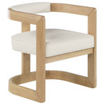 Meridian Furniture - Manchester Faux Leather Upholstered Dining Chair, Cream, Natural Finish - Show off your wild side with this unique Manchester vegan leather dining chair from Meridian Furniture. Featuring a frame crafted out of solid rubber wood with a wire brushed natural finish, this chair makes a bold statement in any dining space. A soft cream vegan leather cushion and backrest add comfort while you sit and dine, as well as give the chair a 'wild side' flavor. Its contemporary design works well in any living space.
