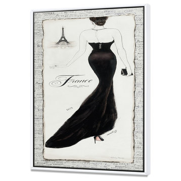 Designart Elegance Glam Paris Diva Ii Fashion Print Canvas Art, White, 36x46