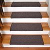 Peel and Stick Non-Skid Bullnose Carpet Stair Treads, Cobbler Brown, Set of 13