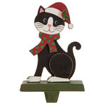 Glitzhome,LLC - 7.50"H Wooden/Metal Cat Stocking Holder - This cat stocking holder set is one member of our Christmas collection. It is made to decorate your home in the special season with classic design. You can hang Christmas ornaments, holiday season decor, stockings, and other seasonal items with it. Are you CATaholic? It is It is crafted with a unique holiday cheer creating beautiful memories to treasure for years to come.