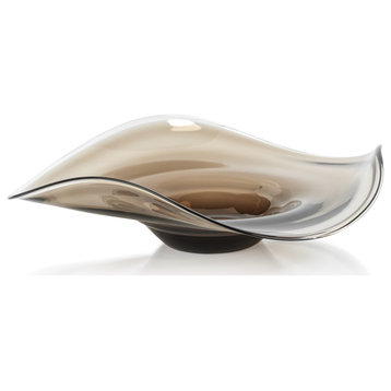 Vellerti Taupe Wave Glass Bowl, Large