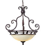 Maxim Lighting - Maxim 12202FIOI 3-Light Pendant Manor Oil Rubbed Bronze - This decorative classic in Oil Rubbed Bronze finish is both dramatic and subtle, with or without shades.