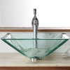Kraus Clear Aquamarine Glass Vessel Sink w Ventus Faucet