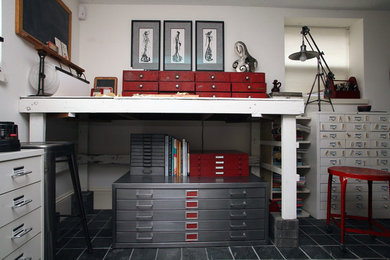 Example of an eclectic basement design in Portland