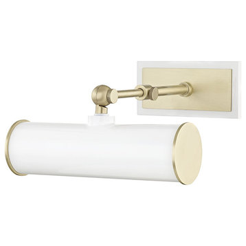 Holly HL263201-AGB/WH 1 Light Picture Light with Plug-Aged Brass/Soft Off White