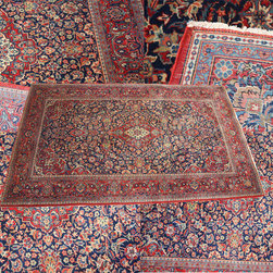 Antique Persian Kashan rug in midnight blue - Floor Rugs