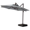 Modular 10ft Sunbrella Outdoor Round Patio Umbrella, Charcoal Gray