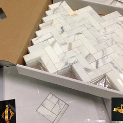 Calacatta Gold Herringbone 1x3 Mosaic Marble Tile - Mosaic Tile